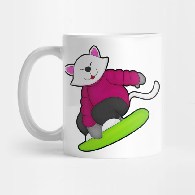 Cat as Snowboarder with Snowboard by Markus Schnabel